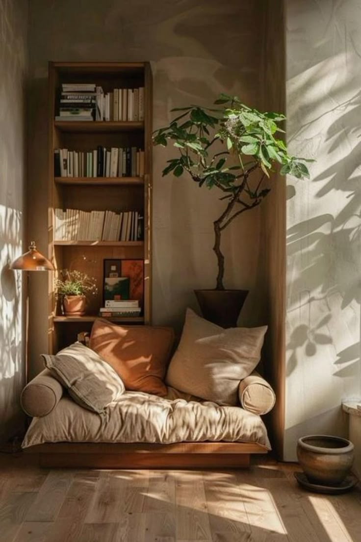 A cozy nook inside of a house.